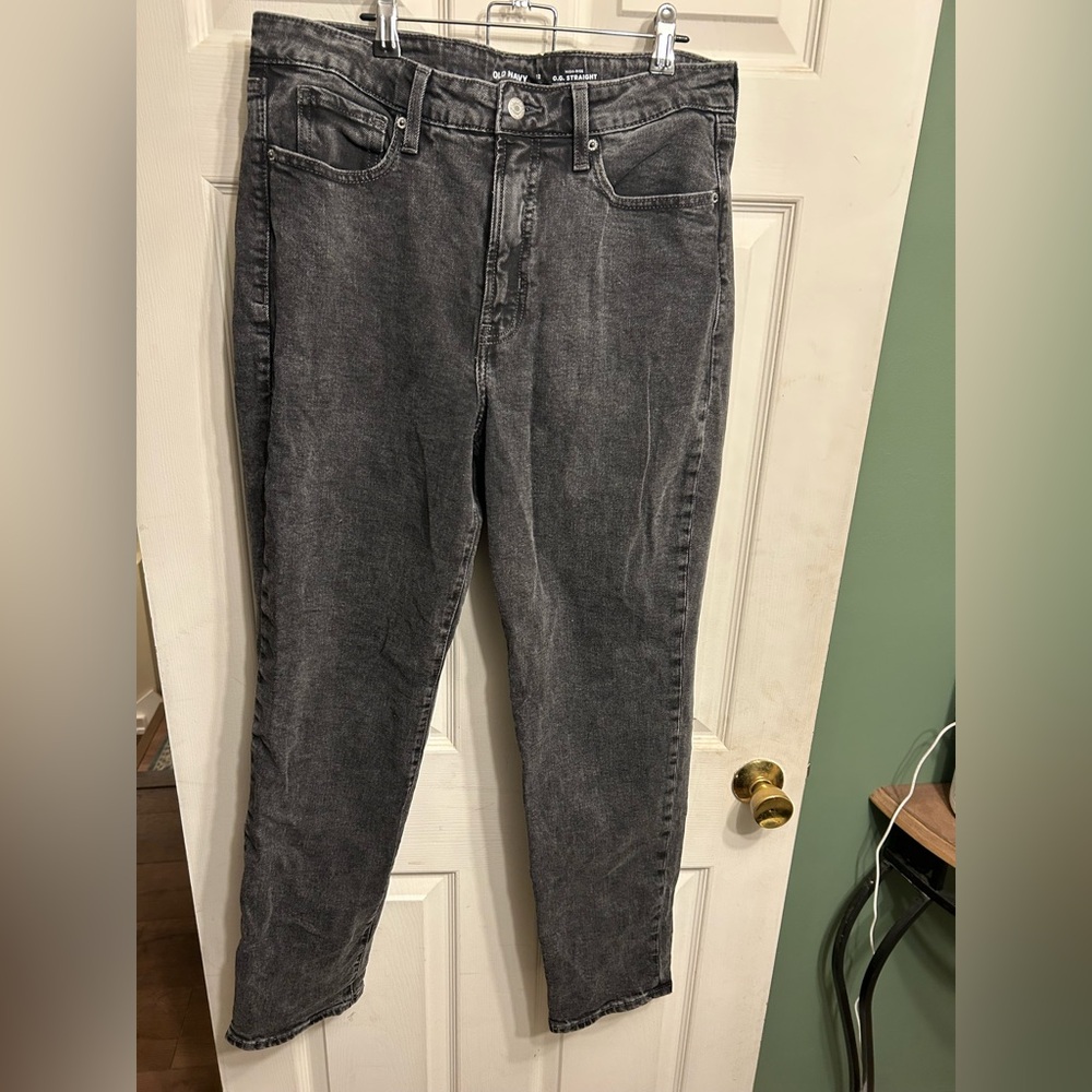 Stylish Gray Denim Jeans Old Navy- High Rise Straight 12 TALL